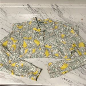Boden Green and Yellow Paisley Button-Up 10R like New!